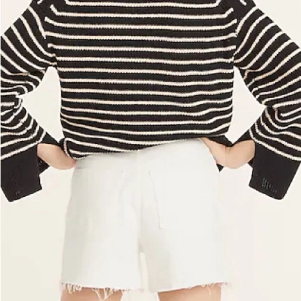 J. CREW White Denim Cut Off Shorts High Rise Raw Hem Size 24 NWOT